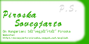 piroska sovegjarto business card